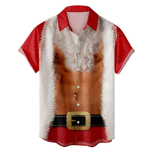 Men's Christmas Funny Graphic Short Sleeve Hawaiian Shirt